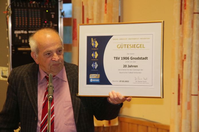 Gütesiegel TSV Gnodstadt 20 Jahre