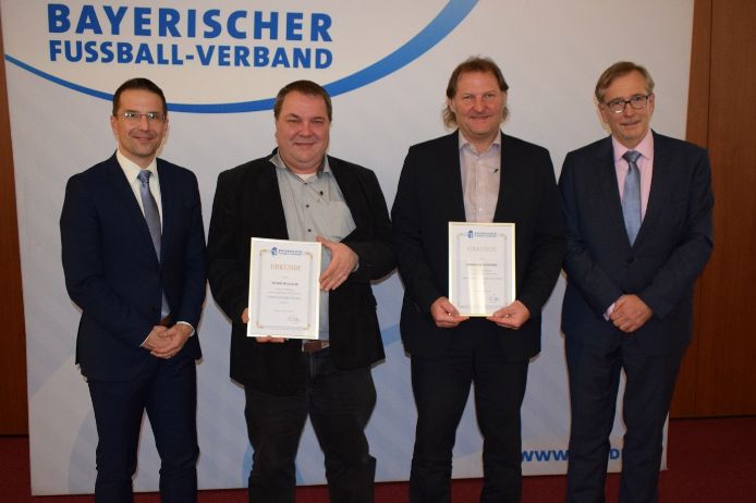 v.l.n.r.: BFV-Präsident Christoph Kern, Peter Wilhelm, Christian Schödel und Oskar Riedmeyer.