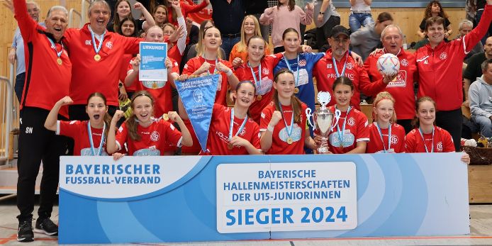 Die U15-Juniorinnen des 1. FC Passau sind Bayerischer Hallenmeister 2024